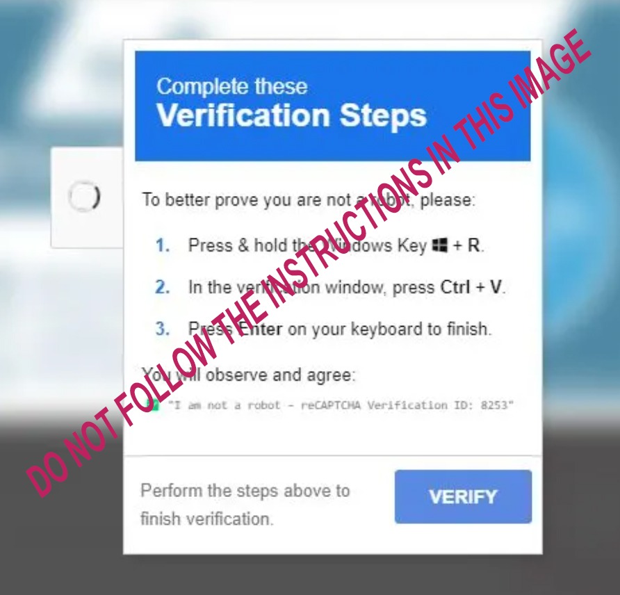 Image of a false CAPTCHA test